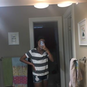 American Eagle Striped Blouse With Pocket